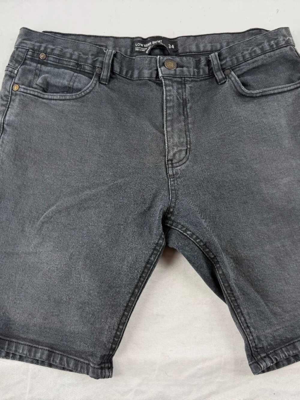 Cotton On Men Low Rider Short Black Denim Stretch Slim Fit Size 34
